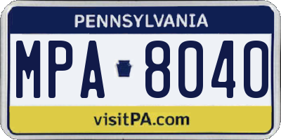 PA license plate MPA8040