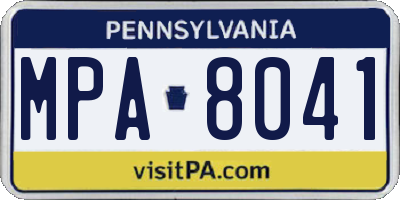 PA license plate MPA8041
