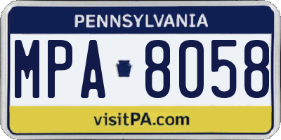 PA license plate MPA8058