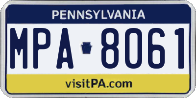 PA license plate MPA8061