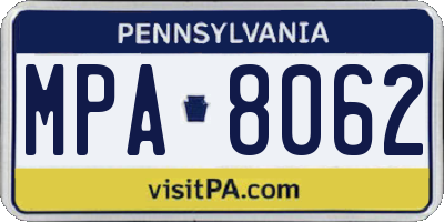PA license plate MPA8062