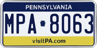 PA license plate MPA8063