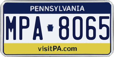 PA license plate MPA8065