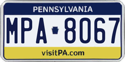 PA license plate MPA8067