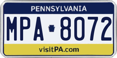 PA license plate MPA8072