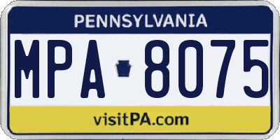PA license plate MPA8075