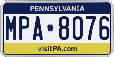 PA license plate MPA8076