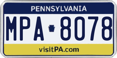 PA license plate MPA8078