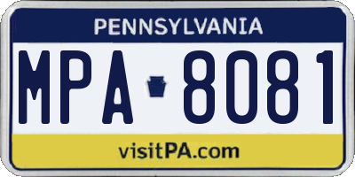 PA license plate MPA8081