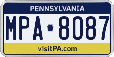 PA license plate MPA8087