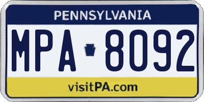 PA license plate MPA8092