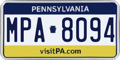 PA license plate MPA8094