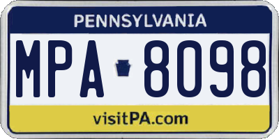 PA license plate MPA8098