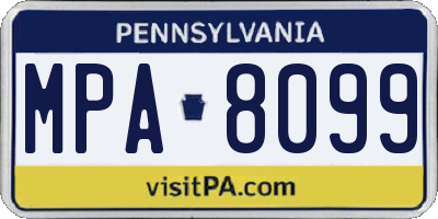 PA license plate MPA8099
