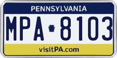 PA license plate MPA8103