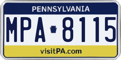 PA license plate MPA8115