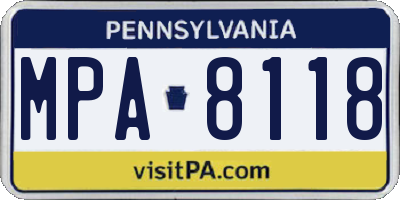 PA license plate MPA8118