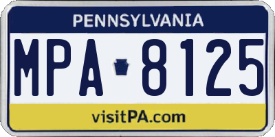 PA license plate MPA8125