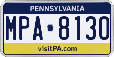 PA license plate MPA8130