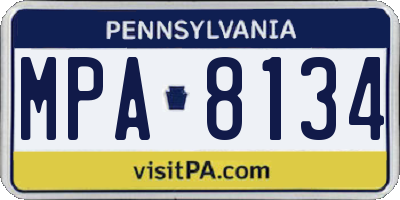 PA license plate MPA8134