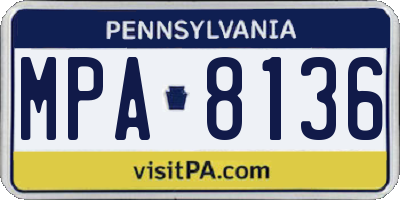 PA license plate MPA8136