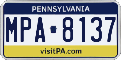 PA license plate MPA8137