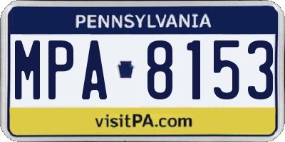 PA license plate MPA8153