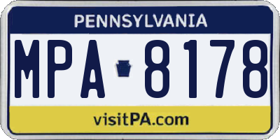 PA license plate MPA8178