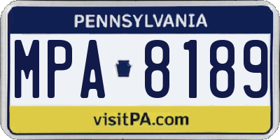 PA license plate MPA8189