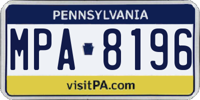 PA license plate MPA8196