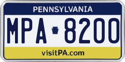 PA license plate MPA8200