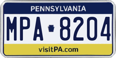PA license plate MPA8204