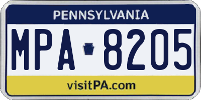 PA license plate MPA8205