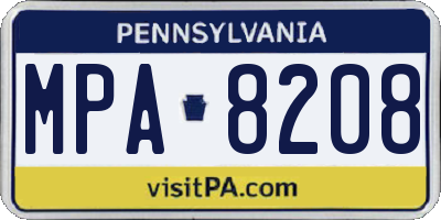 PA license plate MPA8208