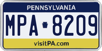 PA license plate MPA8209