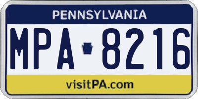 PA license plate MPA8216