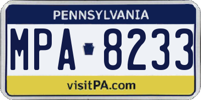 PA license plate MPA8233
