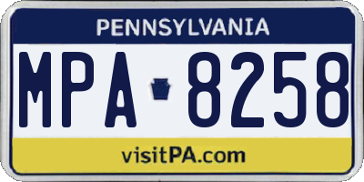 PA license plate MPA8258