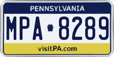 PA license plate MPA8289