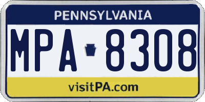 PA license plate MPA8308
