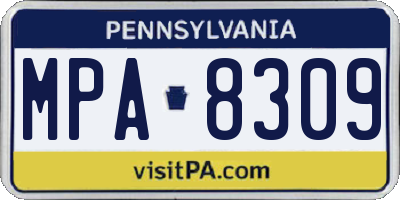 PA license plate MPA8309