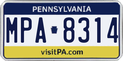 PA license plate MPA8314