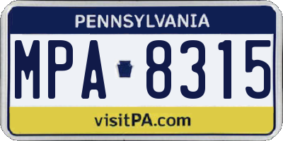 PA license plate MPA8315
