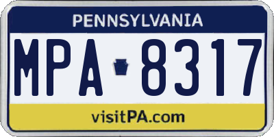 PA license plate MPA8317