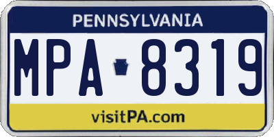 PA license plate MPA8319