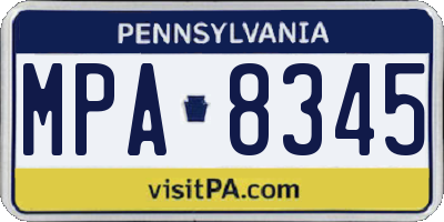 PA license plate MPA8345