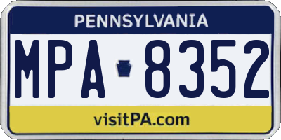 PA license plate MPA8352