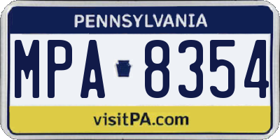 PA license plate MPA8354