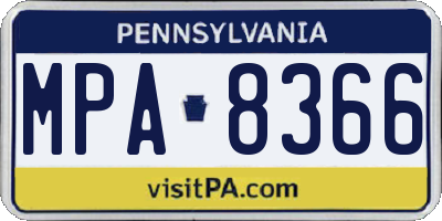 PA license plate MPA8366