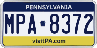 PA license plate MPA8372